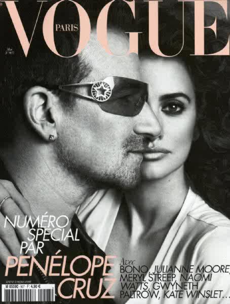 Another cover for Vogue Paris May 2010 featured Bono and Penelope Cruz also