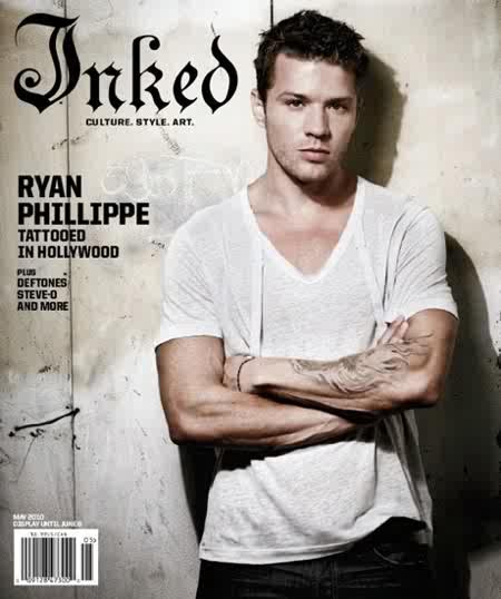 Ryan Phillippe is the cover man for tattoo magazine Inked May 2010.