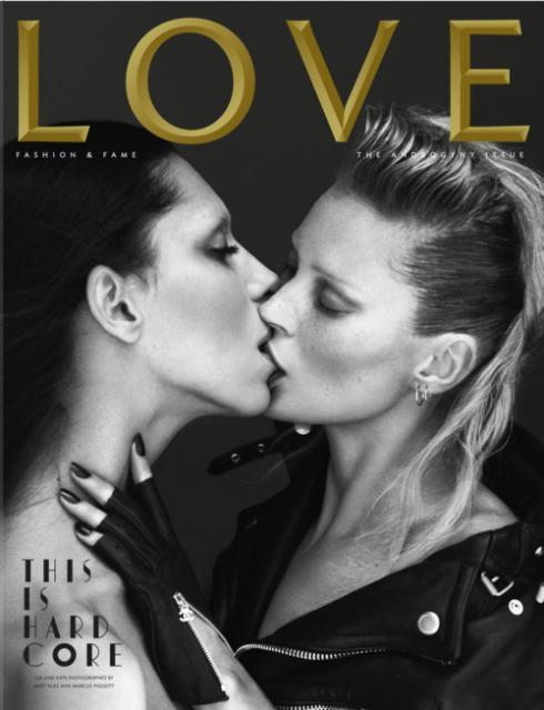 Transgender model Lea T and Kate Moss are lip locking on the cover of LOVE 